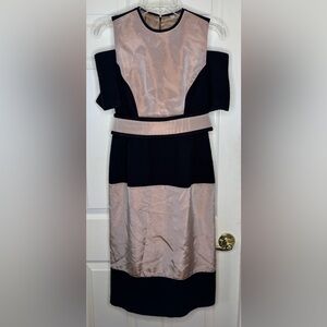 Vintage Woman MARCO DI MONDO Black Nude Wool Silk? Sheath Dress Sz 42 US 6 EUC